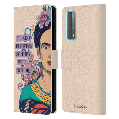 Frida Kahlo Sketch I Paint Flowers Leather Book Wallet Case Cover For Huawei P Smart (2021)