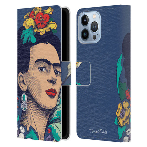 Frida Kahlo Sketch Flowers Leather Book Wallet Case Cover For Apple iPhone 13 Pro Max