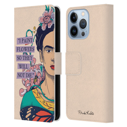 Frida Kahlo Sketch I Paint Flowers Leather Book Wallet Case Cover For Apple iPhone 13 Pro