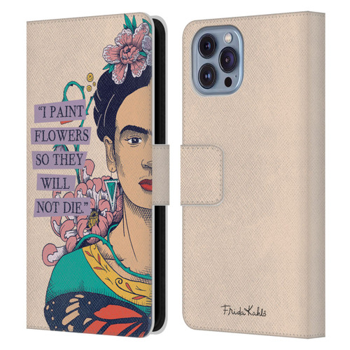 Frida Kahlo Sketch I Paint Flowers Leather Book Wallet Case Cover For Apple iPhone 14