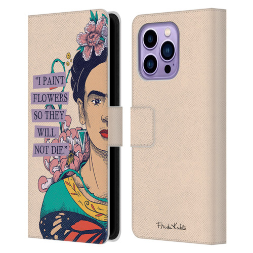 Frida Kahlo Sketch I Paint Flowers Leather Book Wallet Case Cover For Apple iPhone 14 Pro Max