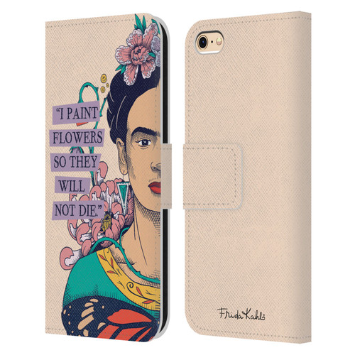 Frida Kahlo Sketch I Paint Flowers Leather Book Wallet Case Cover For Apple iPhone 6 / iPhone 6s
