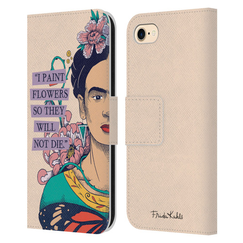 Frida Kahlo Sketch I Paint Flowers Leather Book Wallet Case Cover For Apple iPhone 7 / 8 / SE 2020 & 2022