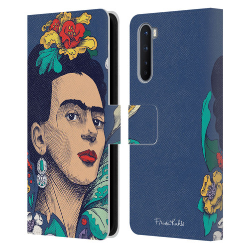 Frida Kahlo Sketch Flowers Leather Book Wallet Case Cover For OnePlus Nord 5G