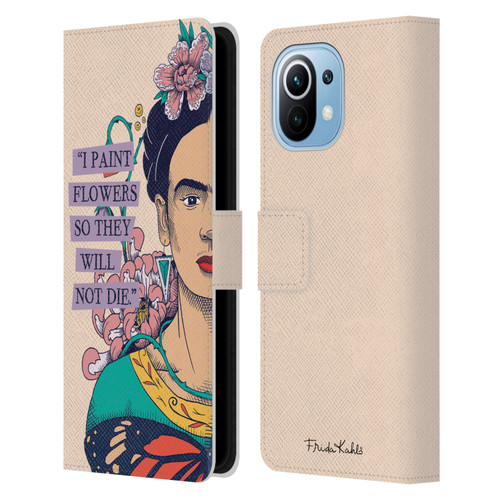 Frida Kahlo Sketch I Paint Flowers Leather Book Wallet Case Cover For Xiaomi Mi 11