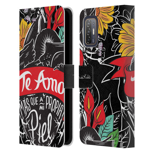 Frida Kahlo Typography Heart Leather Book Wallet Case Cover For HTC Desire 21 Pro 5G