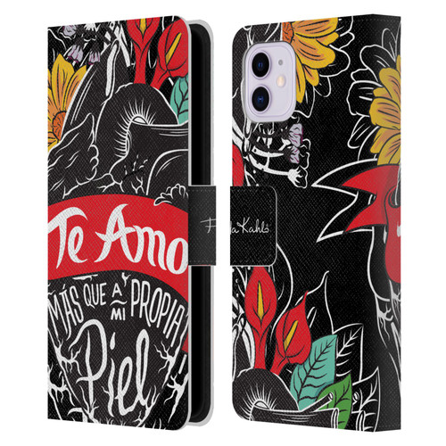 Frida Kahlo Typography Heart Leather Book Wallet Case Cover For Apple iPhone 11