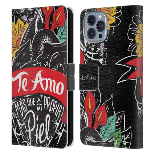 Frida Kahlo Typography Heart Leather Book Wallet Case Cover For Apple iPhone 14