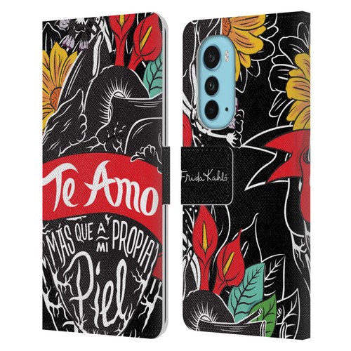 Frida Kahlo Typography Heart Leather Book Wallet Case Cover For Motorola Edge (2022)