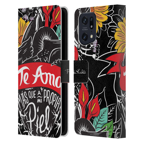 Frida Kahlo Typography Heart Leather Book Wallet Case Cover For OPPO Find X5