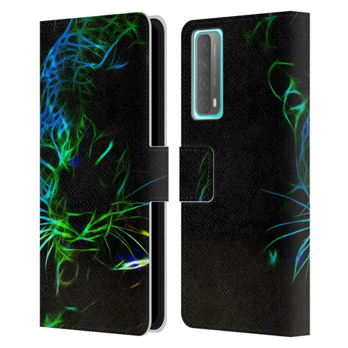 Simone Gatterwe Animals Neon Leopard Leather Book Wallet Case Cover For Huawei P Smart (2021)