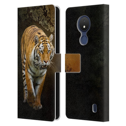 Simone Gatterwe Animals Siberian Tiger Leather Book Wallet Case Cover For Nokia C21