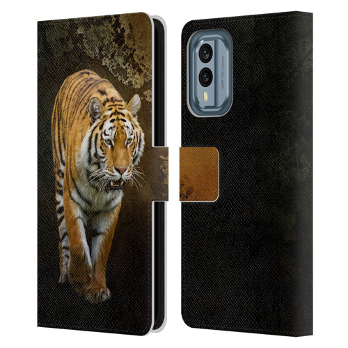 Simone Gatterwe Animals Siberian Tiger Leather Book Wallet Case Cover For Nokia X30