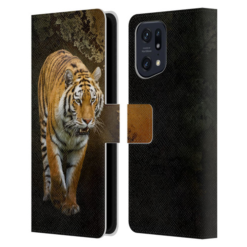 Simone Gatterwe Animals Siberian Tiger Leather Book Wallet Case Cover For OPPO Find X5