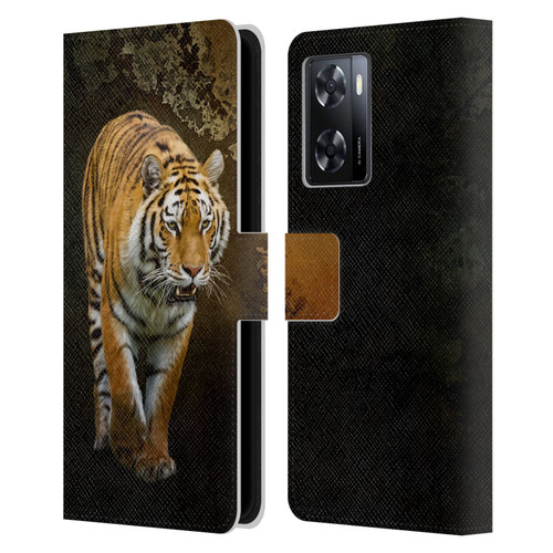 Simone Gatterwe Animals Siberian Tiger Leather Book Wallet Case Cover For OPPO A57s