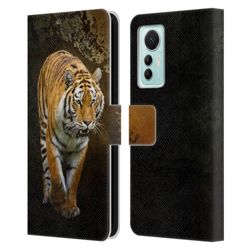 Simone Gatterwe Animals Siberian Tiger Leather Book Wallet Case Cover For Xiaomi 12 Lite