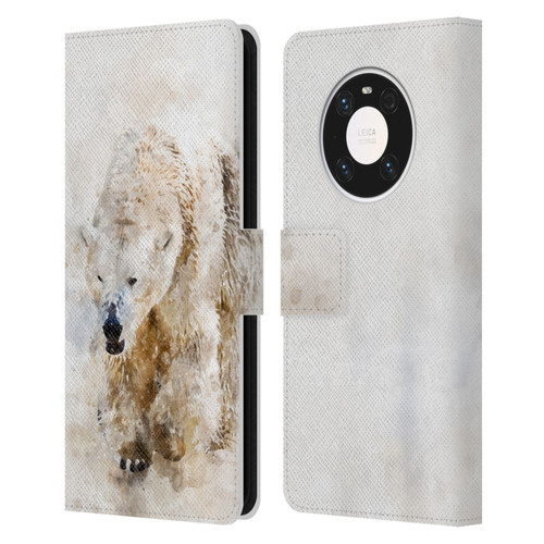 Simone Gatterwe Animals 2 Abstract Polar Bear Leather Book Wallet Case Cover For Huawei Mate 40 Pro 5G