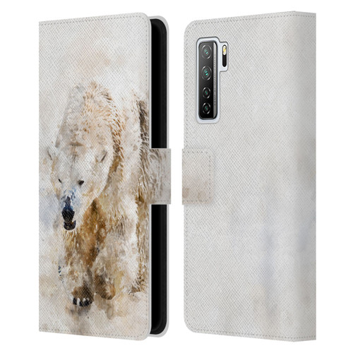 Simone Gatterwe Animals 2 Abstract Polar Bear Leather Book Wallet Case Cover For Huawei Nova 7 SE/P40 Lite 5G