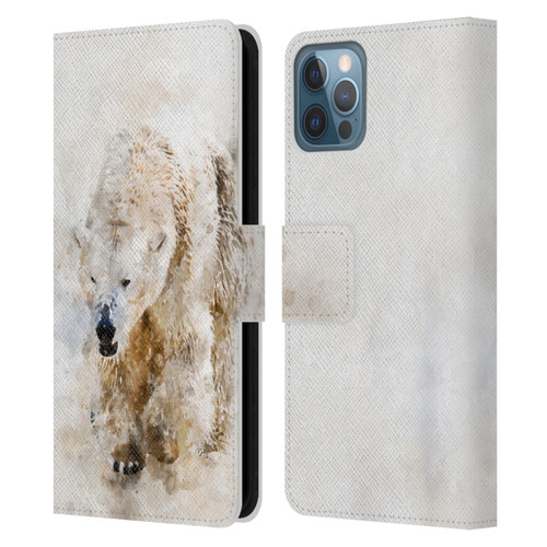 Simone Gatterwe Animals 2 Abstract Polar Bear Leather Book Wallet Case Cover For Apple iPhone 12 / iPhone 12 Pro