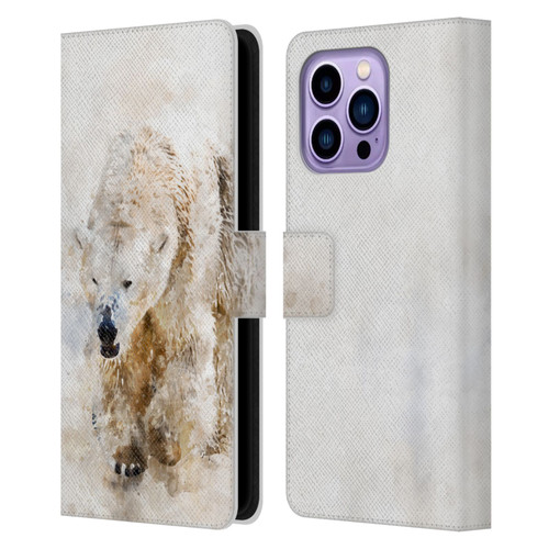 Simone Gatterwe Animals 2 Abstract Polar Bear Leather Book Wallet Case Cover For Apple iPhone 14 Pro Max