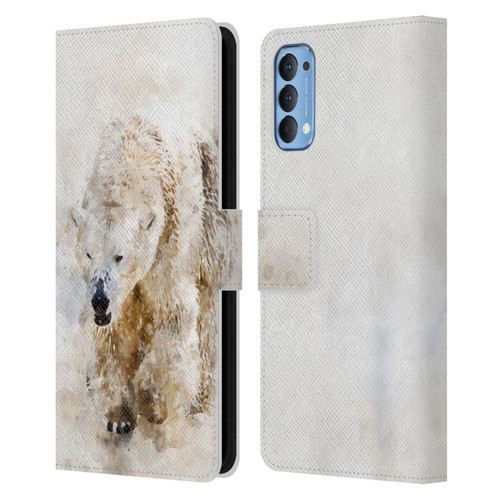 Simone Gatterwe Animals 2 Abstract Polar Bear Leather Book Wallet Case Cover For OPPO Reno 4 5G