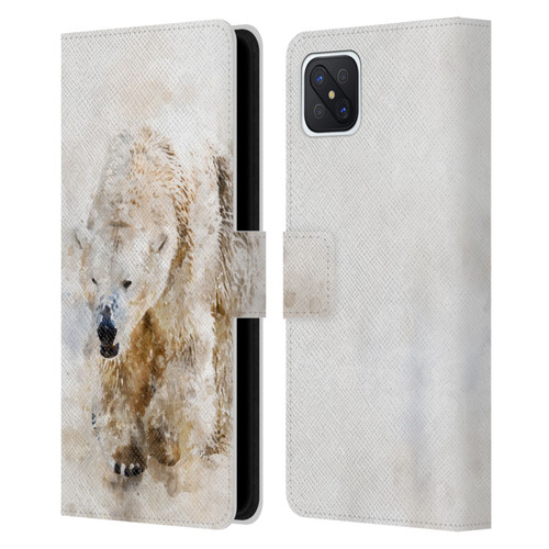 Simone Gatterwe Animals 2 Abstract Polar Bear Leather Book Wallet Case Cover For OPPO Reno4 Z 5G