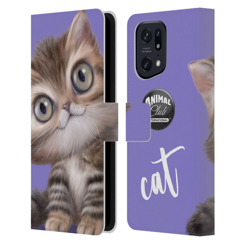 Animal Club International Faces Persian Cat Leather Book Wallet Case Cover For OPPO Find X5 Pro