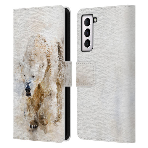 Simone Gatterwe Animals 2 Abstract Polar Bear Leather Book Wallet Case Cover For Samsung Galaxy S21 5G