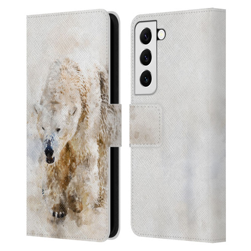 Simone Gatterwe Animals 2 Abstract Polar Bear Leather Book Wallet Case Cover For Samsung Galaxy S22 5G