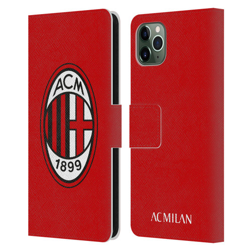 AC Milan Crest Full Colour Red Leather Book Wallet Case Cover For Apple iPhone 11 Pro Max