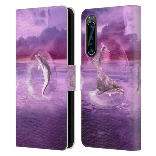 Simone Gatterwe Dolphins Dream Of Dolphins Leather Book Wallet Case Cover For Sony Xperia 5 IV