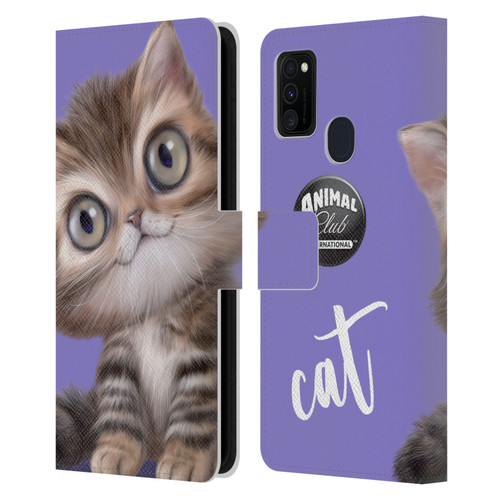 Animal Club International Faces Persian Cat Leather Book Wallet Case Cover For Samsung Galaxy M30s (2019)/M21 (2020)