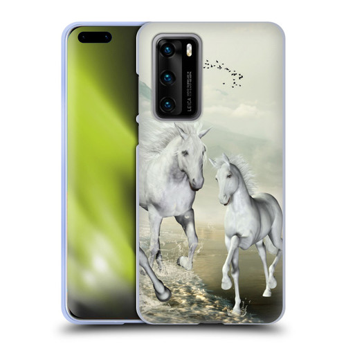 Simone Gatterwe Horses White On The Beach Soft Gel Case for Huawei P40 5G