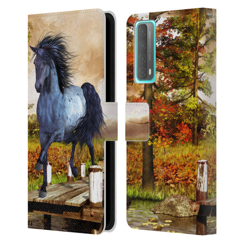 Simone Gatterwe Horses On The Lake Leather Book Wallet Case Cover For Huawei P Smart (2021)