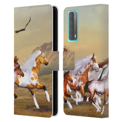Simone Gatterwe Horses Wild Herd Leather Book Wallet Case Cover For Huawei P Smart (2021)