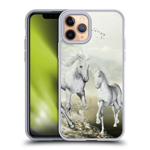 Simone Gatterwe Horses White On The Beach Soft Gel Case for Apple iPhone 11 Pro