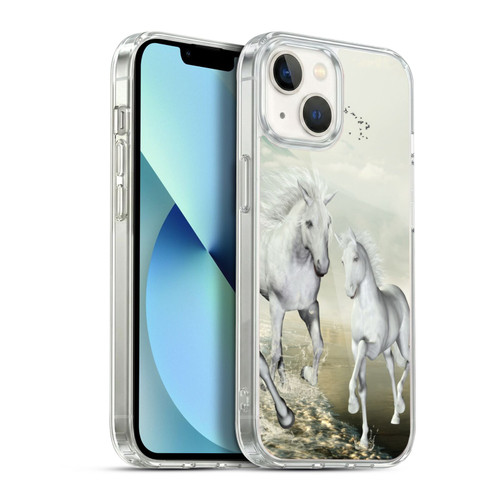 Simone Gatterwe Horses White On The Beach Soft Gel Case for Apple iPhone 13