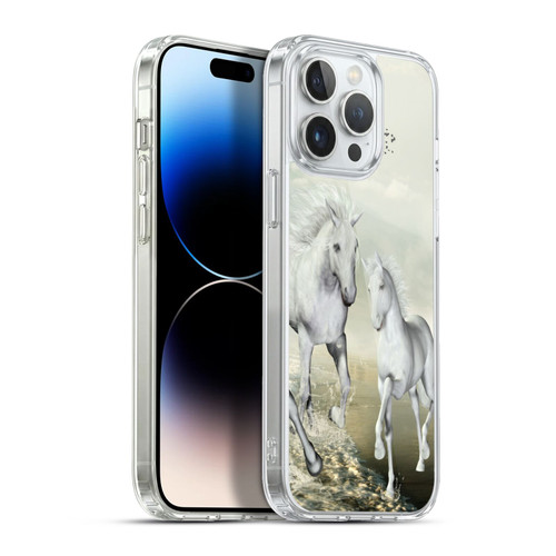 Simone Gatterwe Horses White On The Beach Soft Gel Case for Apple iPhone 13 Pro Max & MagSafe