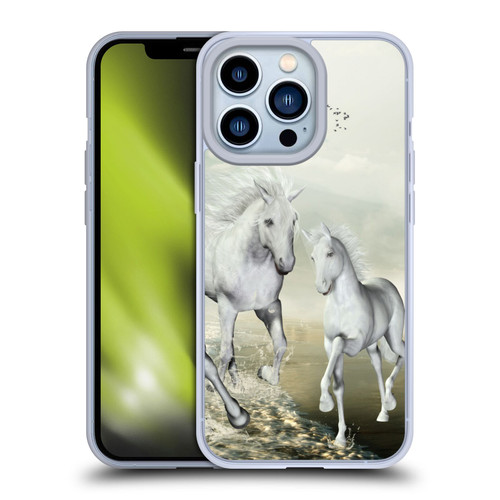 Simone Gatterwe Horses White On The Beach Soft Gel Case for Apple iPhone 13 Pro