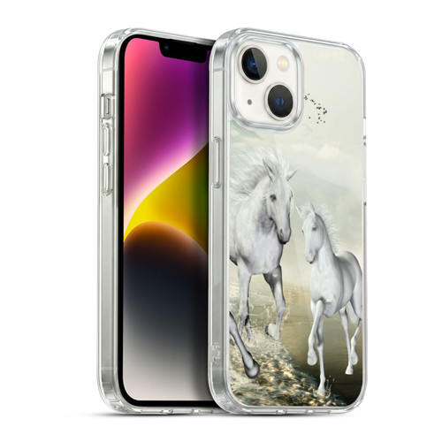 Simone Gatterwe Horses White On The Beach Soft Gel Case for Apple iPhone 14