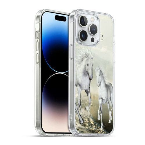 Simone Gatterwe Horses White On The Beach Soft Gel Case for Apple iPhone 14 Pro Max & MagSafe