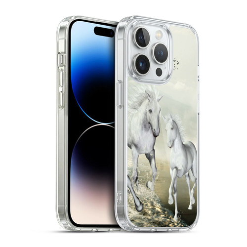 Simone Gatterwe Horses White On The Beach Soft Gel Case for Apple iPhone 14 Pro & MagSafe