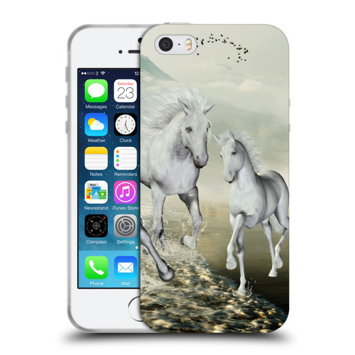 Simone Gatterwe Horses White On The Beach Soft Gel Case for Apple iPhone 5 / 5s / iPhone SE 2016