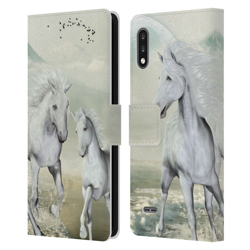 Simone Gatterwe Horses White On The Beach Leather Book Wallet Case Cover For LG K22