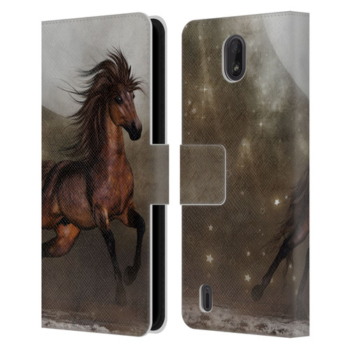 Simone Gatterwe Horses Brown Leather Book Wallet Case Cover For Nokia C01 Plus/C1 2nd Edition