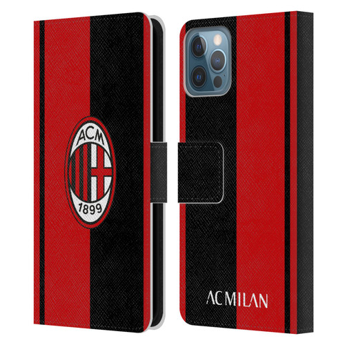AC Milan Crest Red And Black Leather Book Wallet Case Cover For Apple iPhone 12 / iPhone 12 Pro