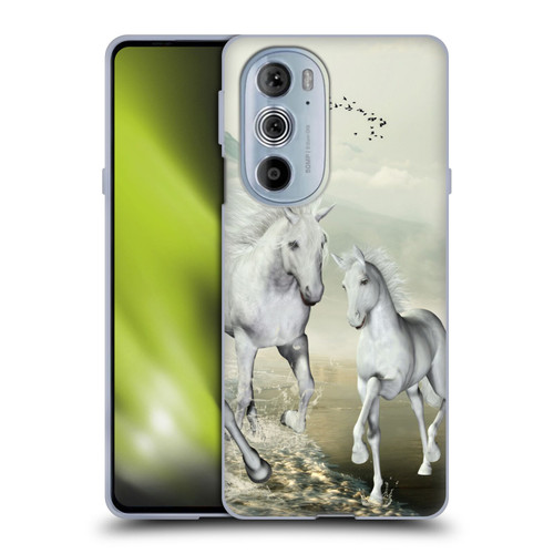 Simone Gatterwe Horses White On The Beach Soft Gel Case for Motorola Edge X30