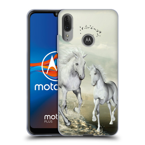 Simone Gatterwe Horses White On The Beach Soft Gel Case for Motorola Moto E6 Plus