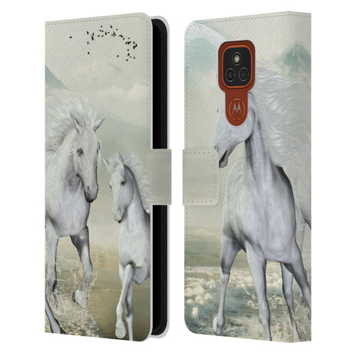 Simone Gatterwe Horses White On The Beach Leather Book Wallet Case Cover For Motorola Moto E7 Plus