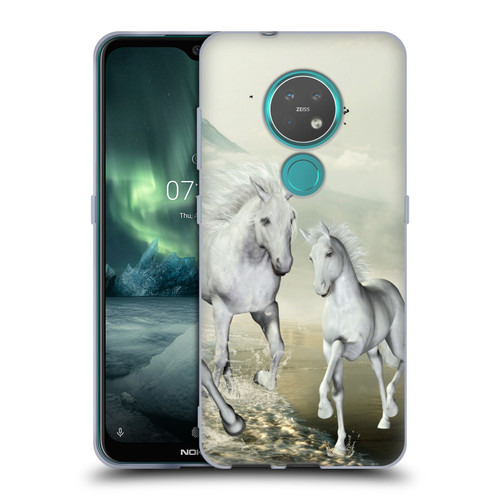 Simone Gatterwe Horses White On The Beach Soft Gel Case for Nokia 6.2 / 7.2